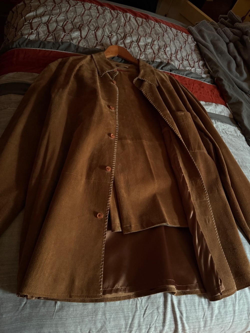 Men's Brown Suede Button-Up Jacket